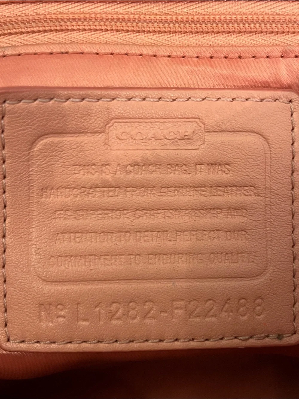 Coach Coral Pink Leather Satchel with Laser-Cut Floral Design F22488